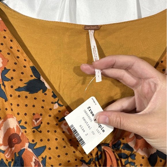 NWT $128 Free People [ 2 ] Morning Light Mini Dress in Neutral‎ Cooper - Picture 9 of 14